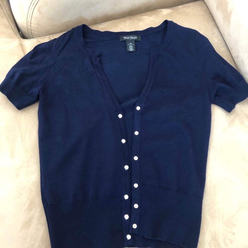 WHBM Navy blue sh sleeved cardigan. XS